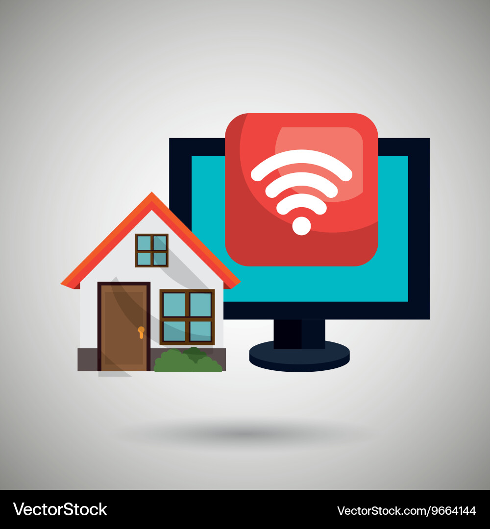 Smart home with wifi connection isolated icon vector image