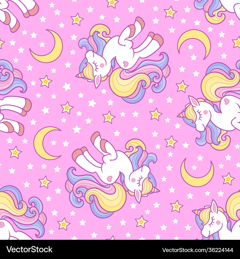 Unicorn Stars Seamless Pattern vector image