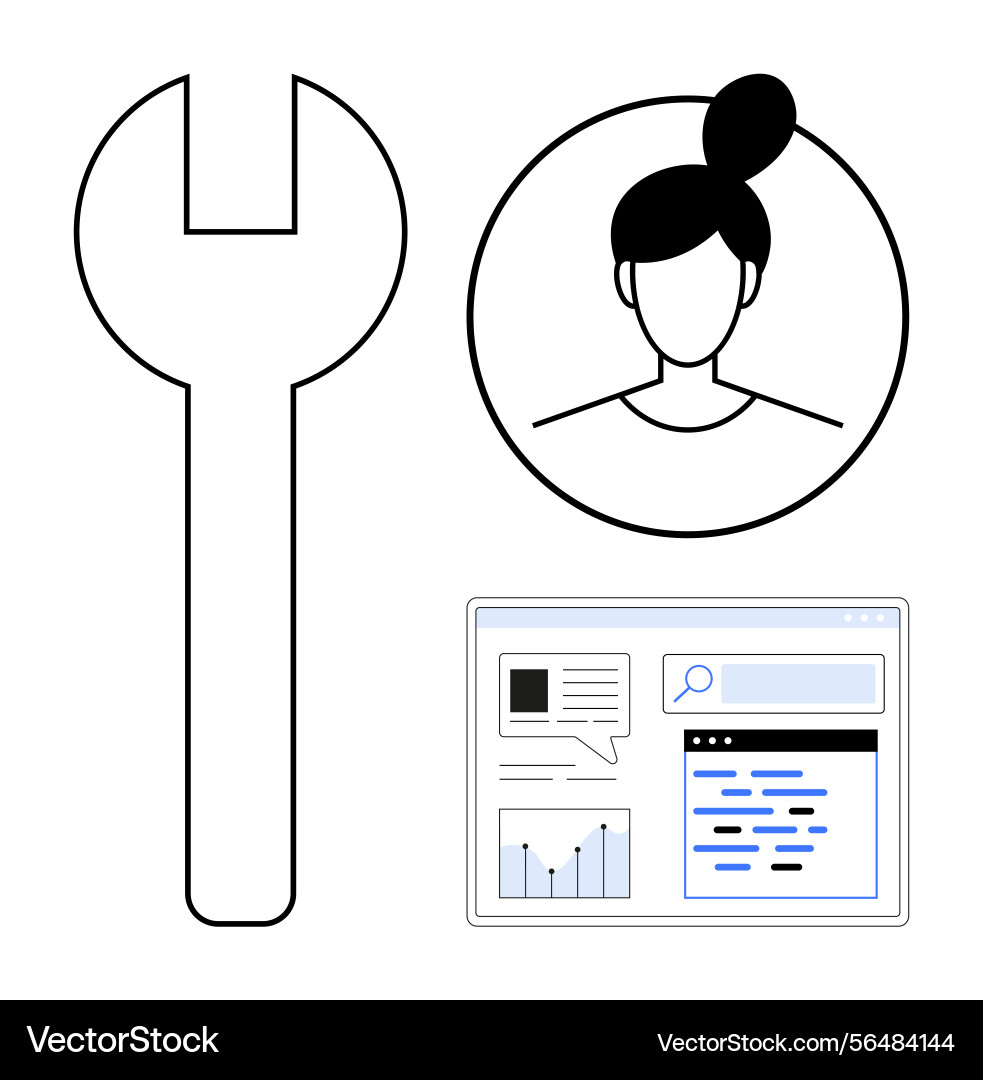 User profile setup with tool and dashboard User profile setup with tool and dashboard vector image