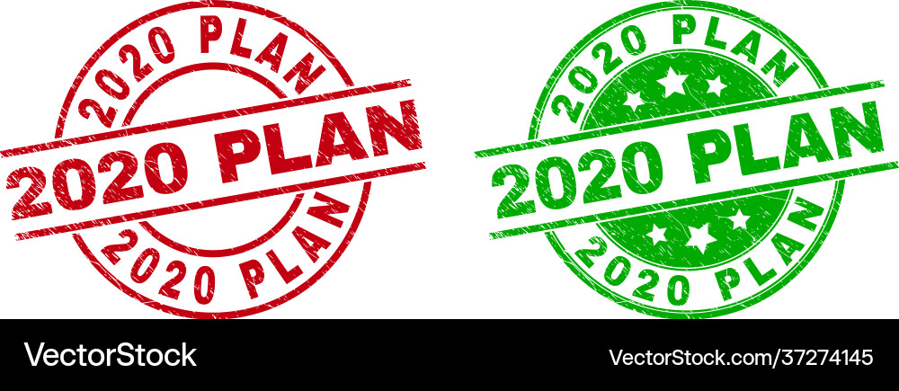 2020 plan round seals using grunged style Vector Image