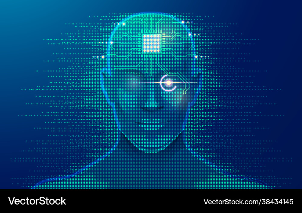 AI Robot Face - Digital Brain vector image