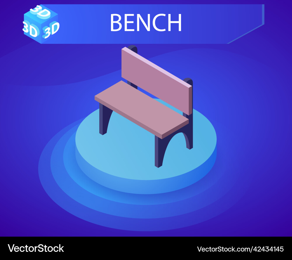 Bench isometric design icon web 3d colorful Vector Image