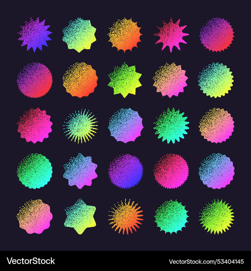 Brutalist geometric shapes dotted objects vector image
