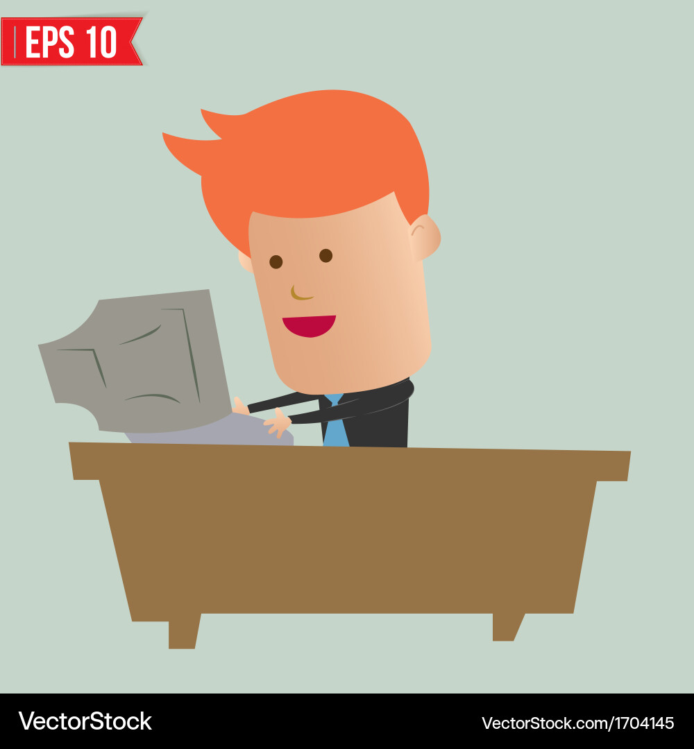 Business Man Using Computer vector image