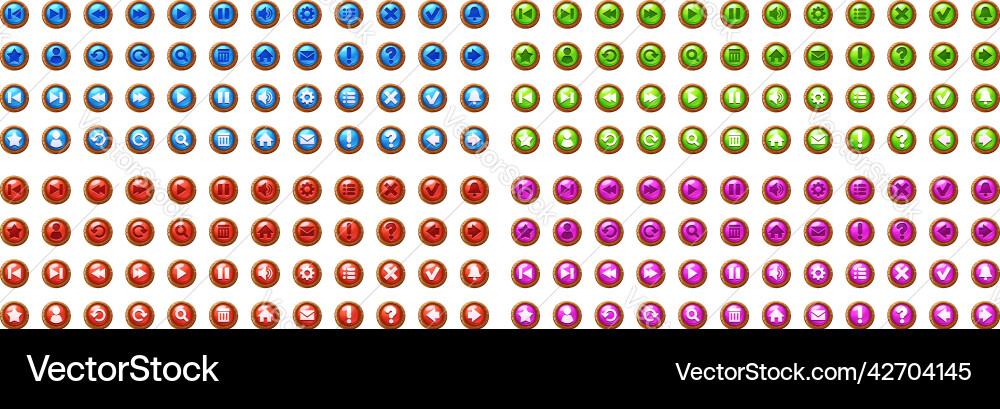 Circle web buttons with wooden frame and icons Circle web buttons with wooden frame and icons vector image