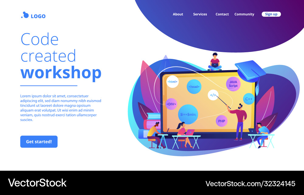 Coding workshop concept landing page Coding workshop concept landing page vector image