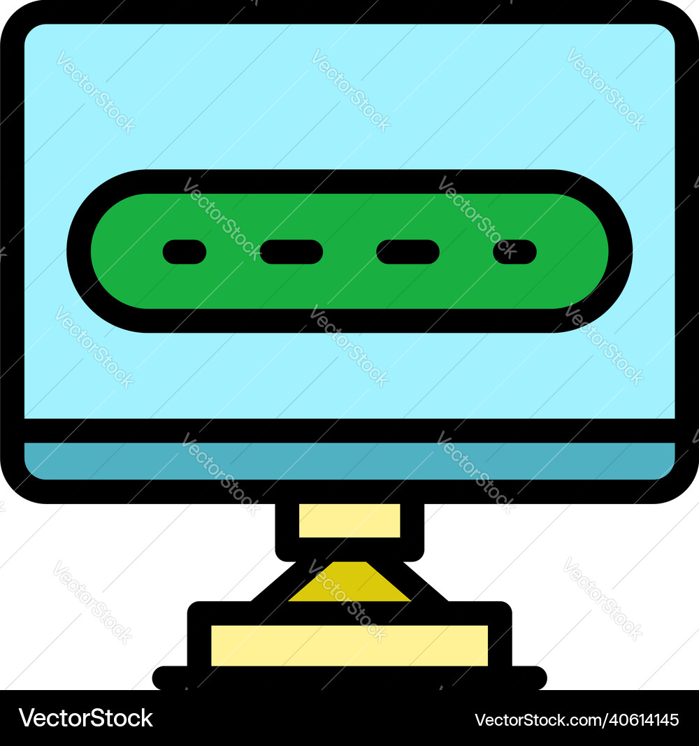 Computer monitor icon color outline vector image