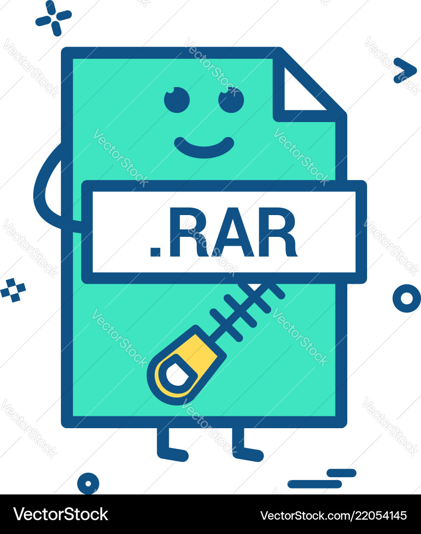 Computer rar file format type icon design Computer rar file format type icon design vector image