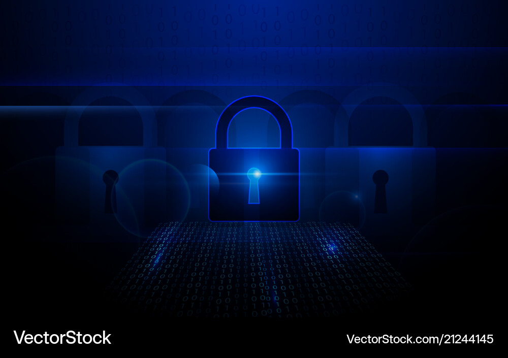 Cybersecurity Padlock with Data Stream vector image
