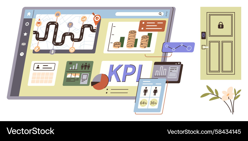 Digital KPI Dashboard Analytics Vector Image
