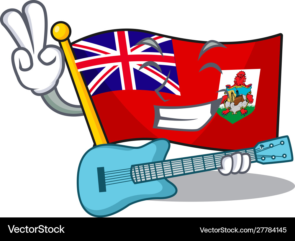Flagge bermuda isolierte Cartoon mit Gitarre Flagge bermuda isolierte Cartoon mit Gitarre vektorbild