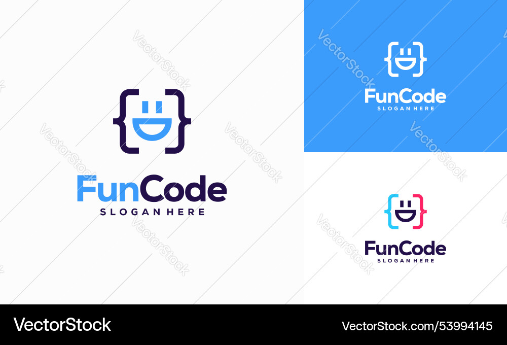 Fun code logo designs concept coding programmer Fun code logo designs concept coding programmer vector image