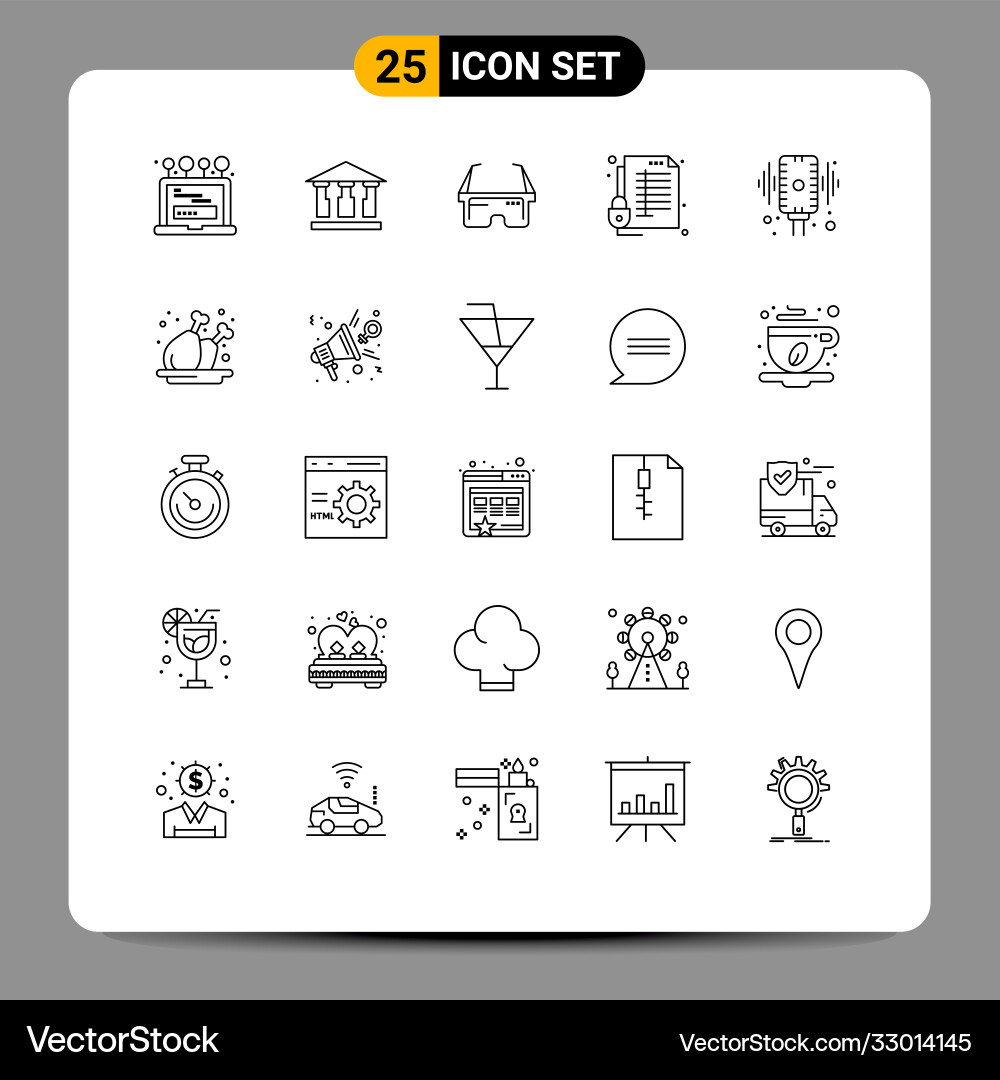 Group 25 modern lines set for record secure Vector Image