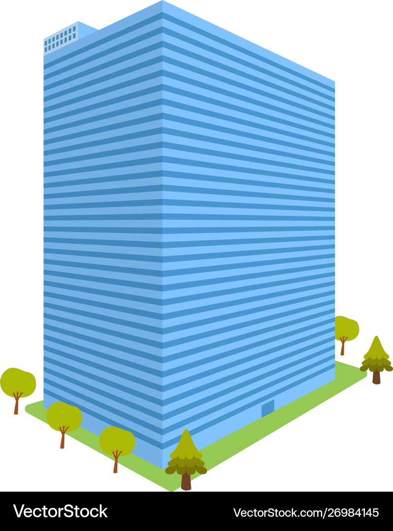 High building perspective with trees element High building perspective with trees element vector image