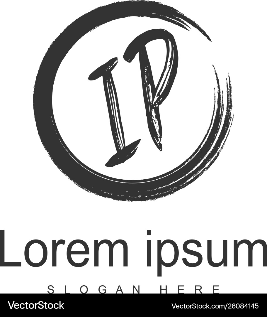 Initial ip logo template with modern frame Initial ip logo template with modern frame vector image