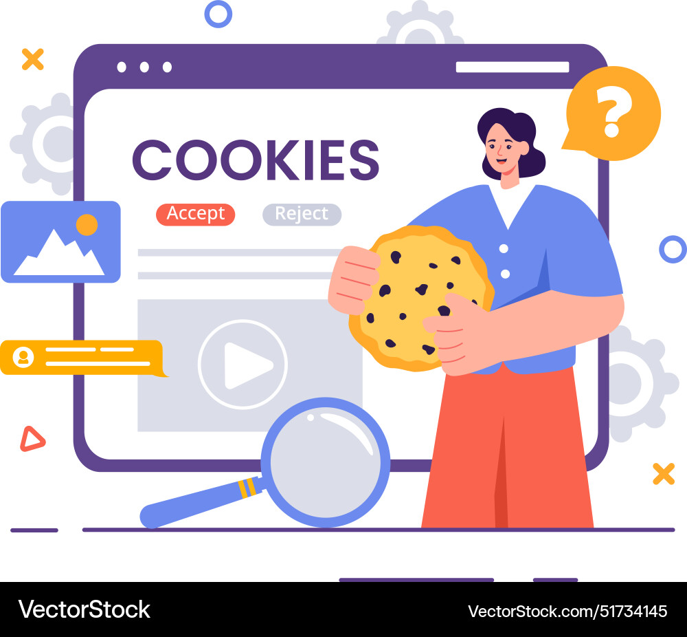 Internet cookies technology with tracking cookie vector image