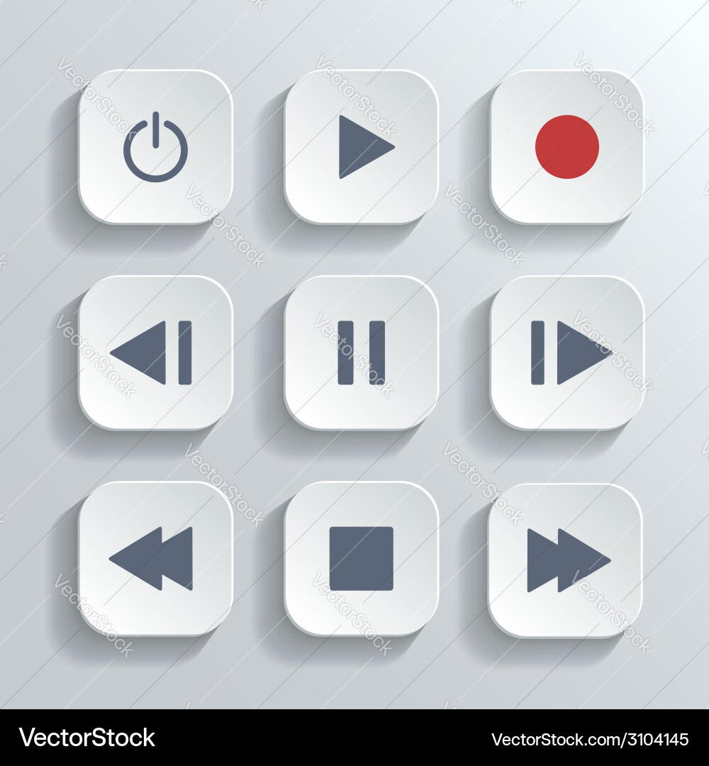 Media Player Icon Set - UI Buttons Vector Image