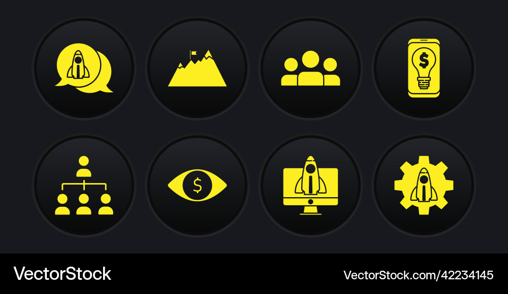 Set hierarchy organogram chart light bulb vector image