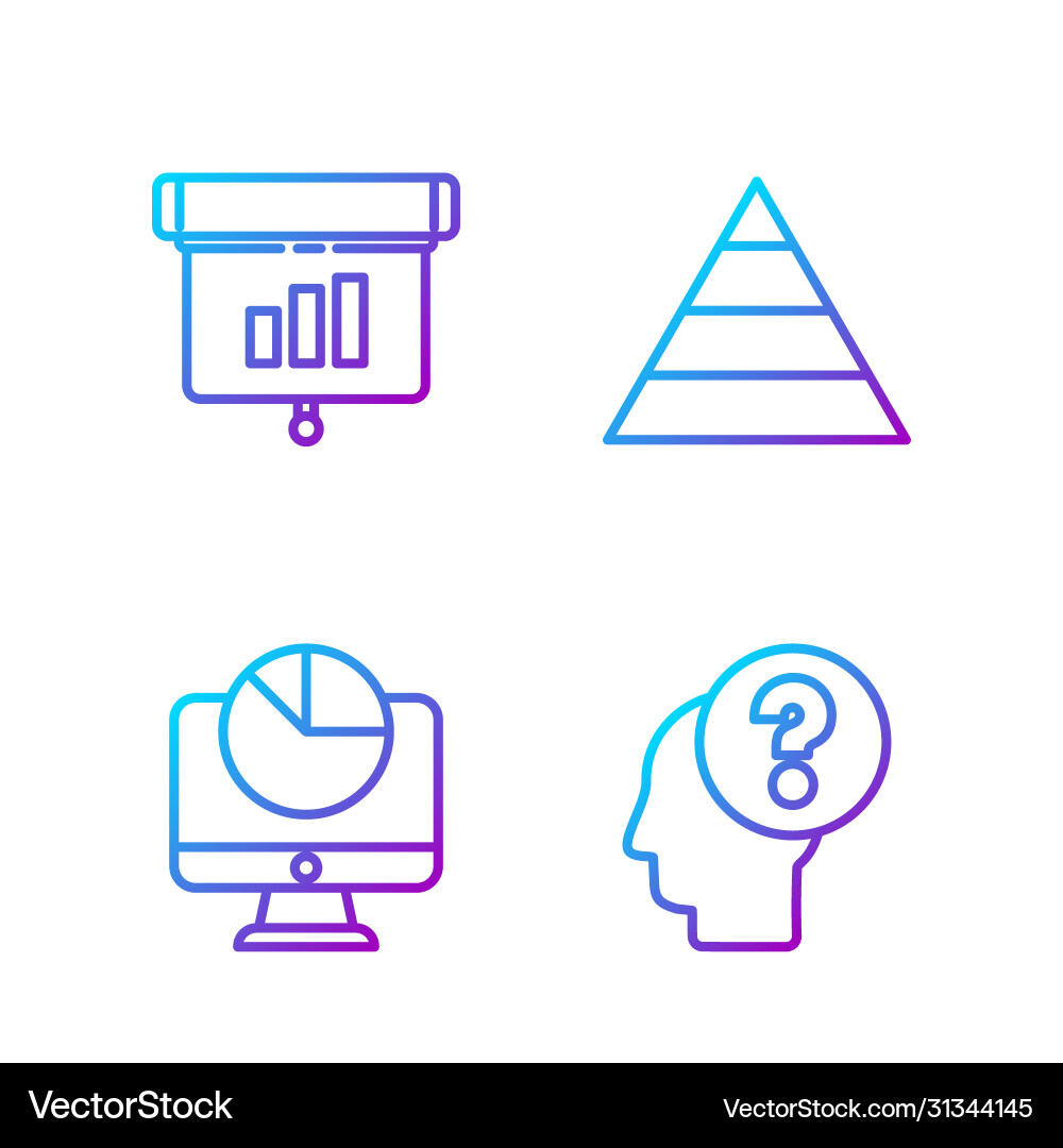 Set line human head with question mark computer Set line human head with question mark computer vector image
