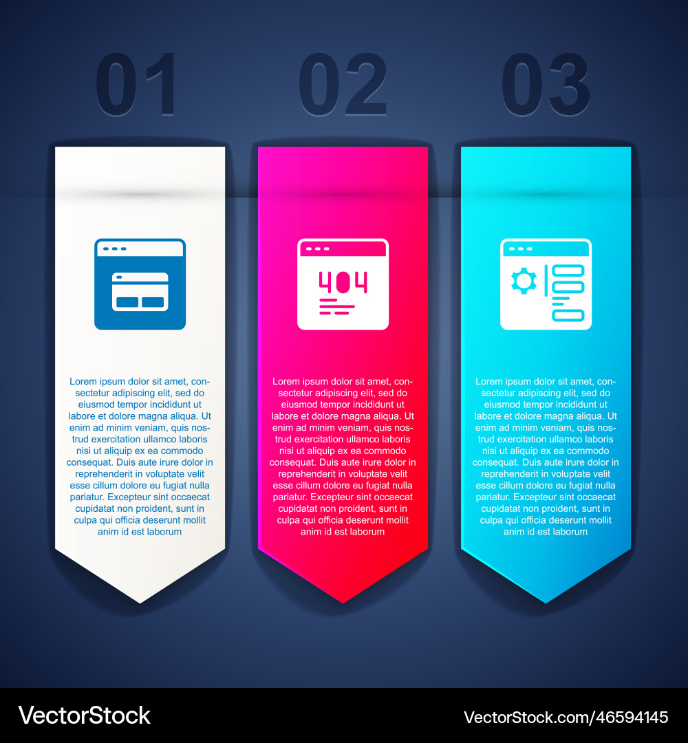 Set search engine page with 404 error and browser Set search engine page with 404 error and browser Vector Image