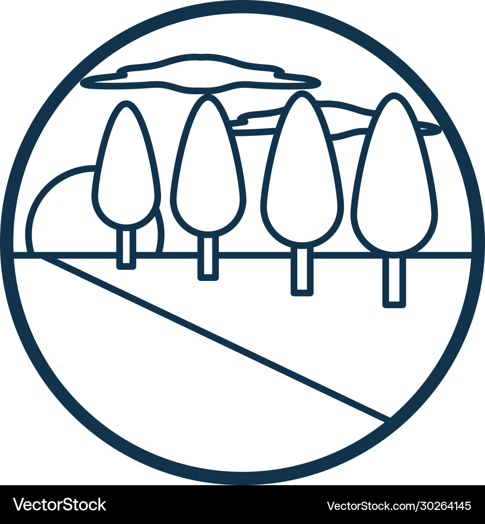 Sun and trees line style icon design vector image