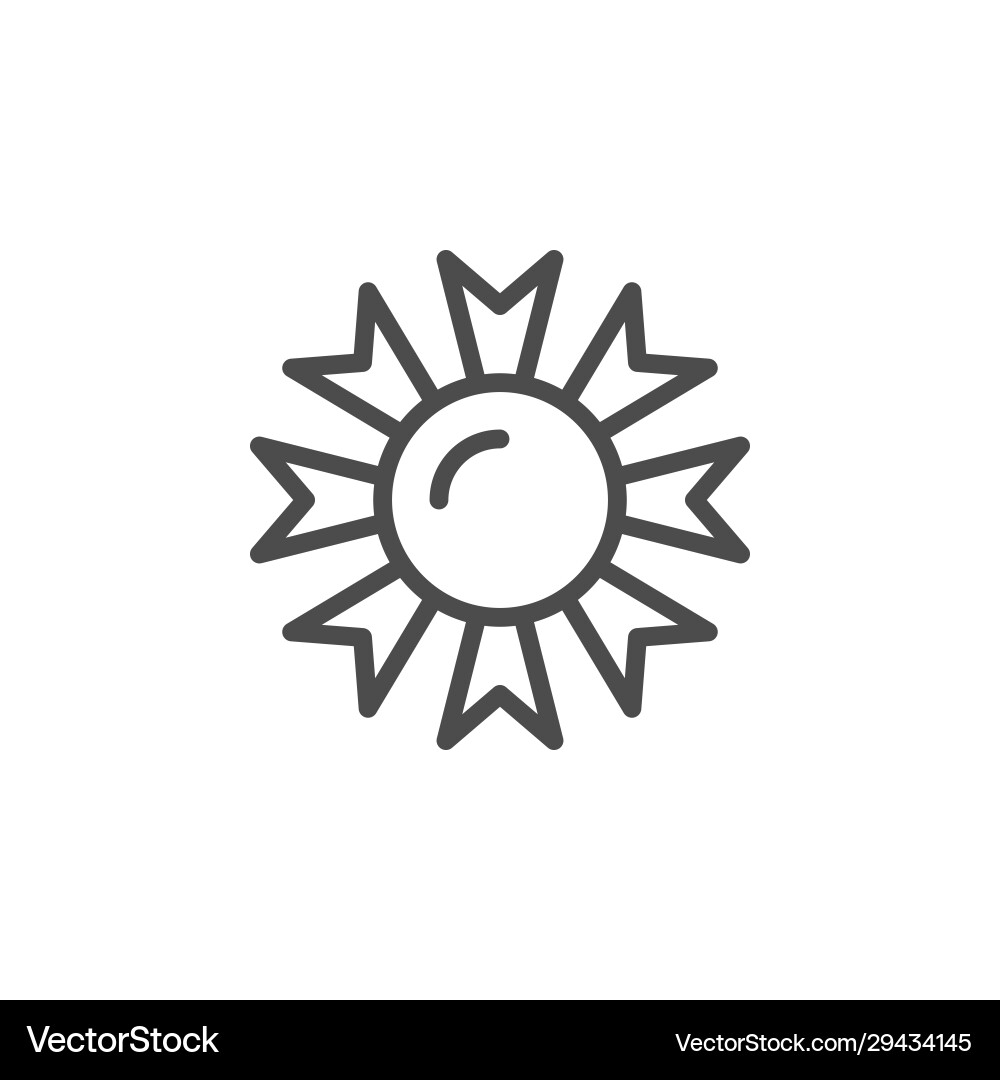 Sun line outline icon and light object vector image