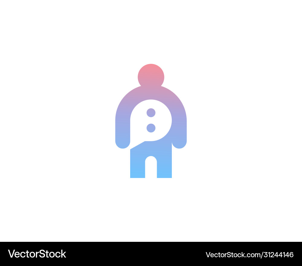 Chat support bot logo design flat gradient Chat support bot logo design flat gradient vector image
