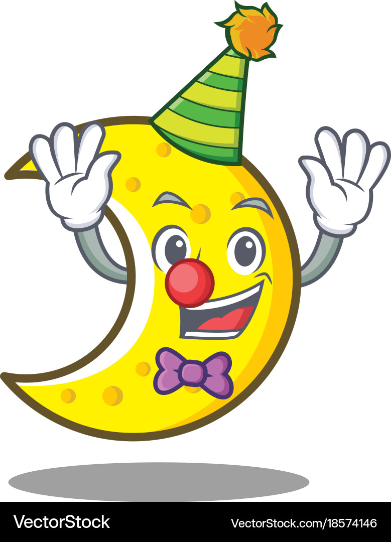 Clown crescent moon character cartoon Vector Image