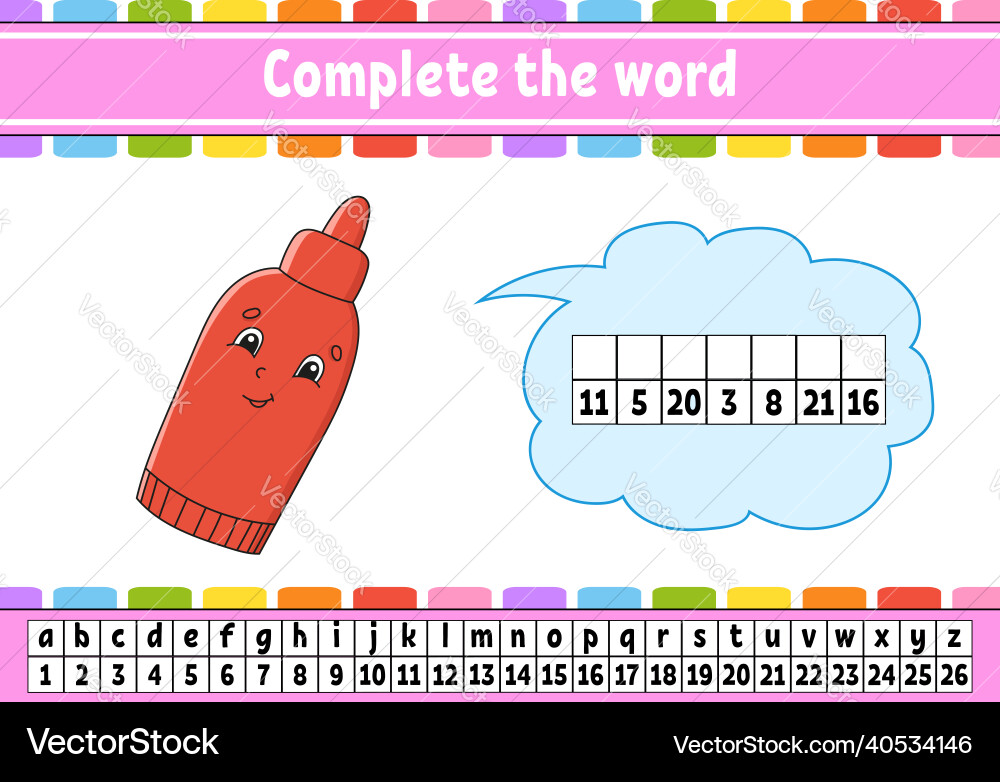 Complete the words cipher code learning Complete the words cipher code learning vector image