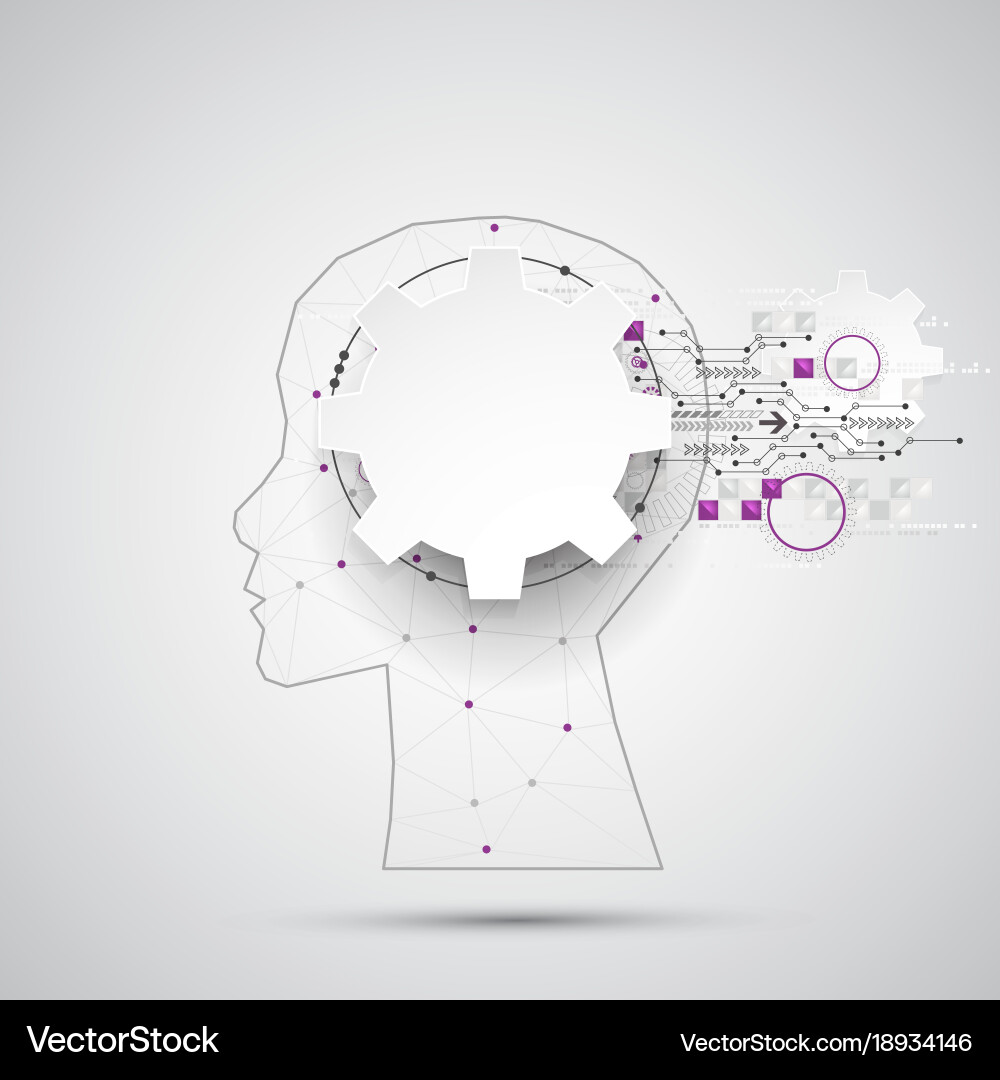 Creative brain concept background with triangular vector image
