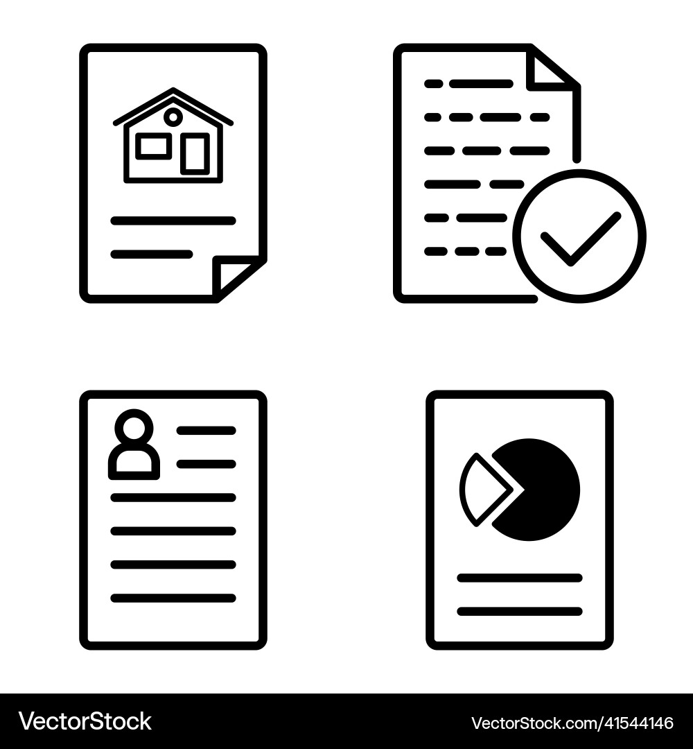 Docs1-2 flat icon set isolated on white background Vector Image