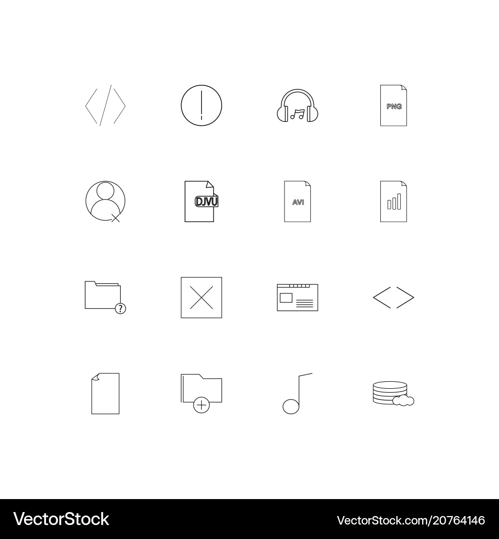 Files and folders sign linear thin icons set vector image