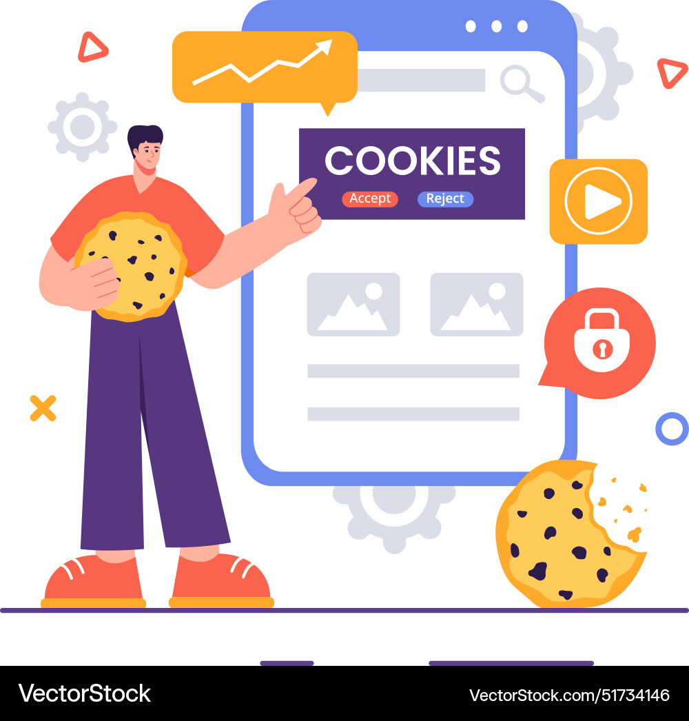 Internet cookies technology with tracking cookie Vector Image