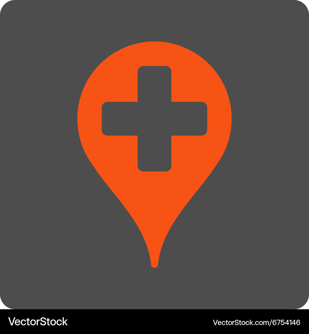 Medical map marker rounded square button vector image