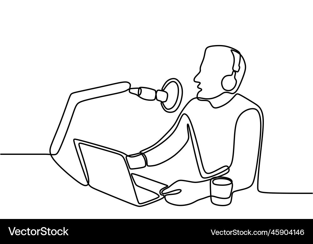 One continuous line drawing of a presenter Vector Image