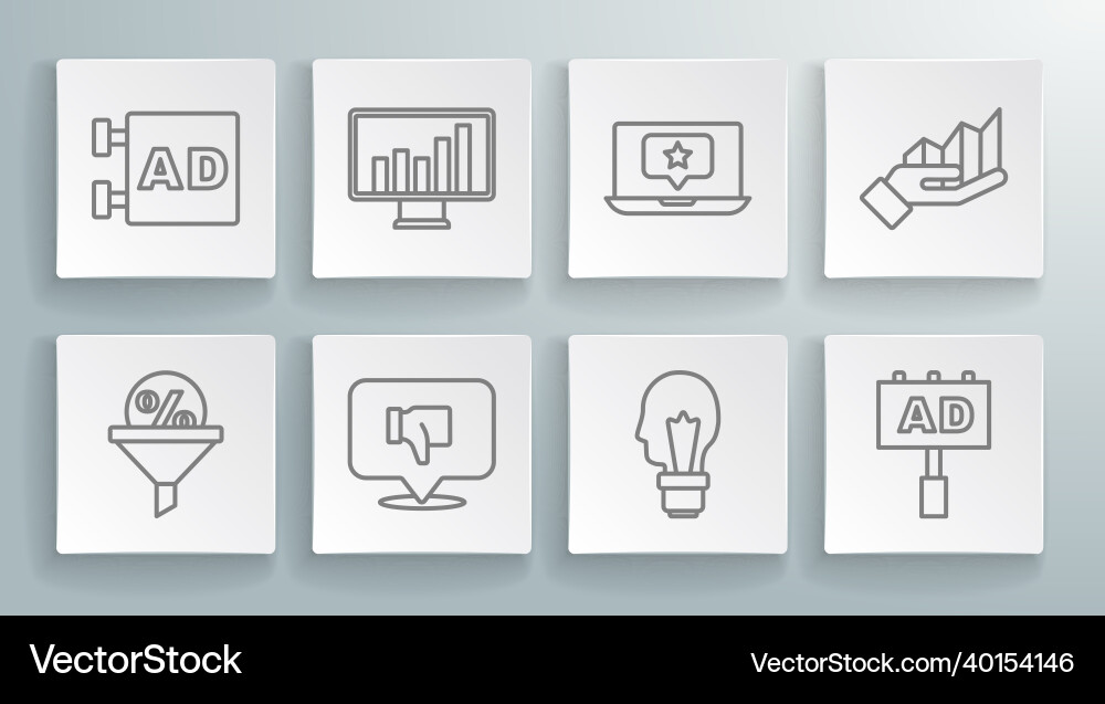 Set line lead management monitor with graph chart Set line lead management monitor with graph chart vector image