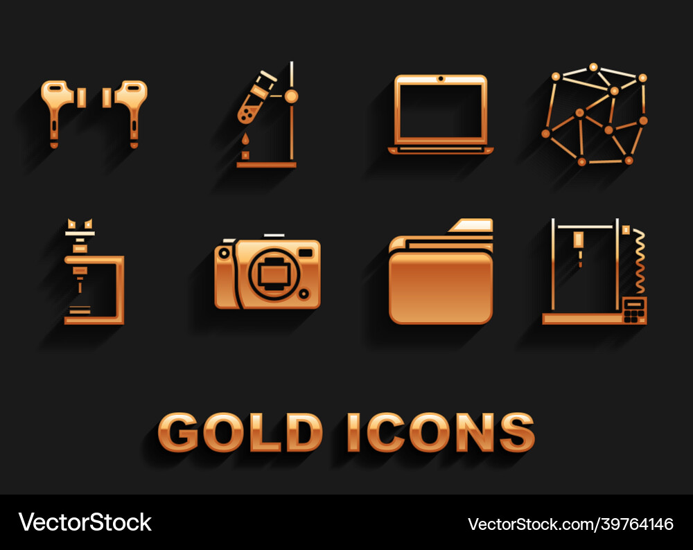 Set mirrorless camera neural network 3d printer Set mirrorless camera neural network 3d printer Vector Image
