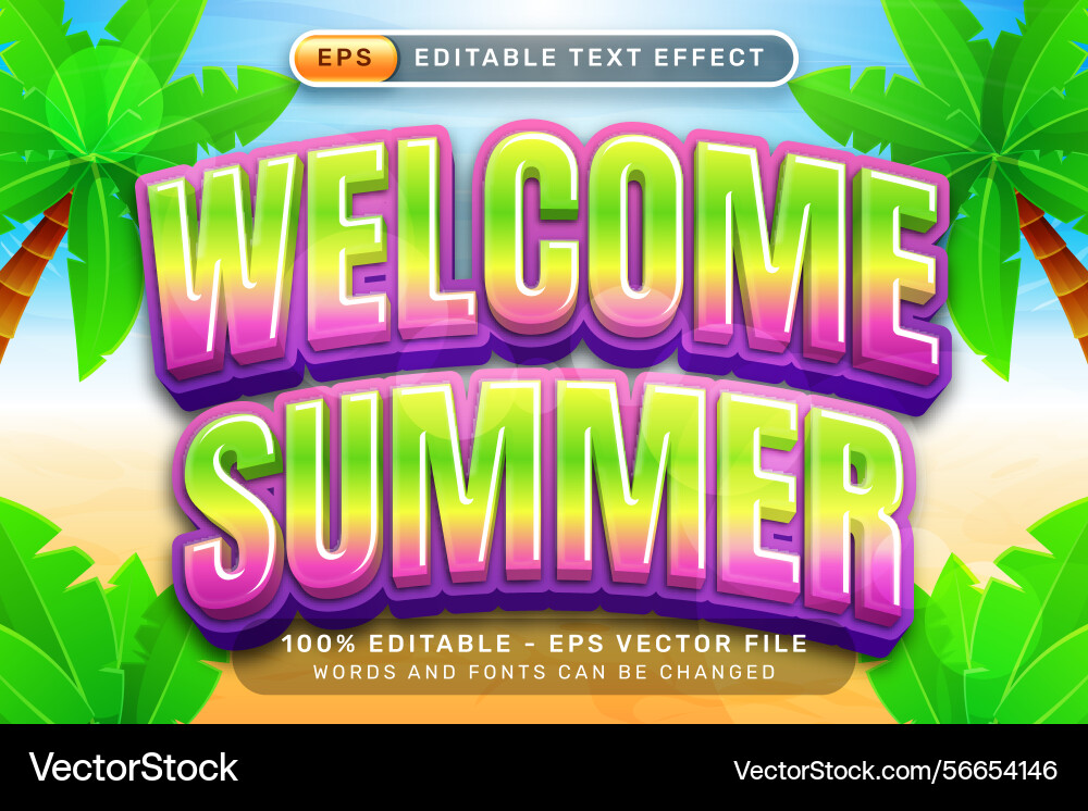Summer party 3d text effect and editable Vector Image