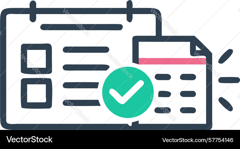 Task completion document icon with calendar list vector image