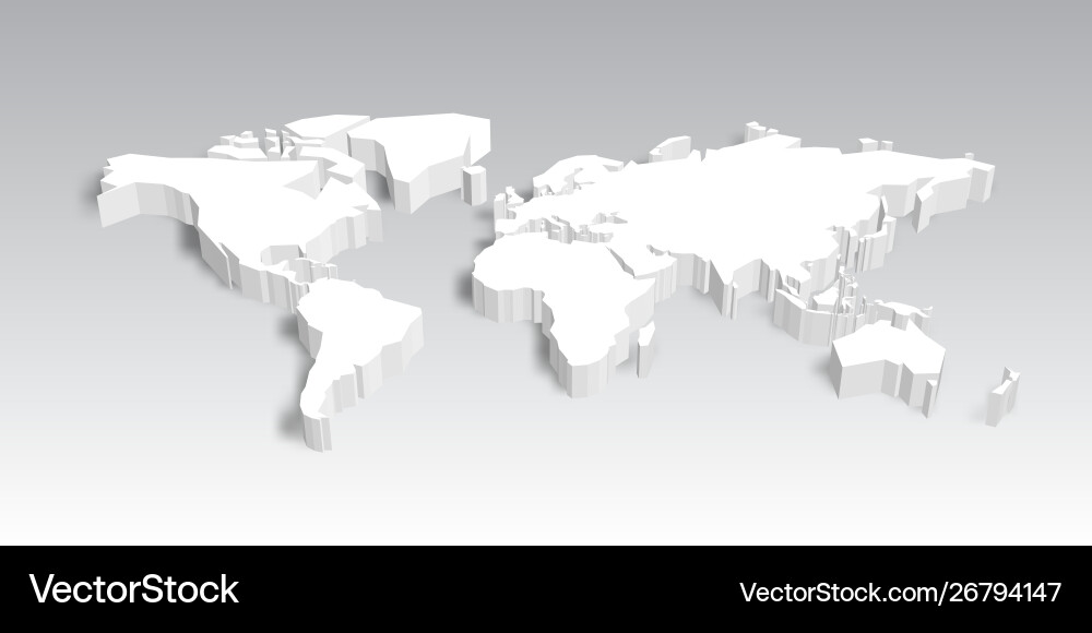 3d map world with shadow 3d map world with shadow vector image