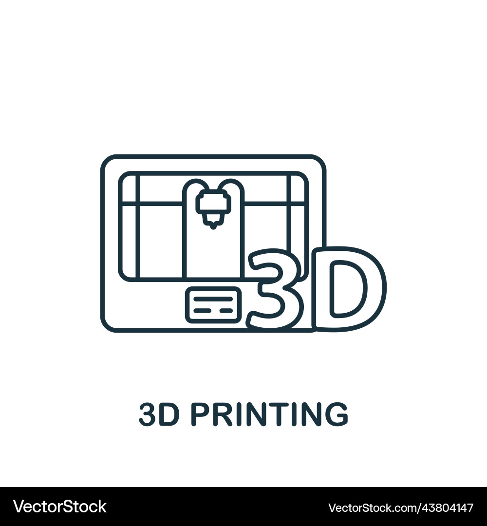 3d printing icon line simple for templates 3d printing icon line simple for templates vector image
