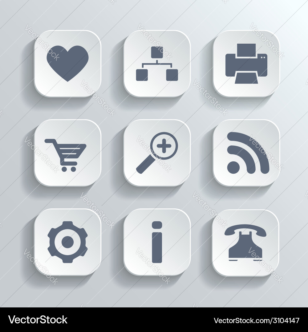 App Icon Set - White Buttons vector image