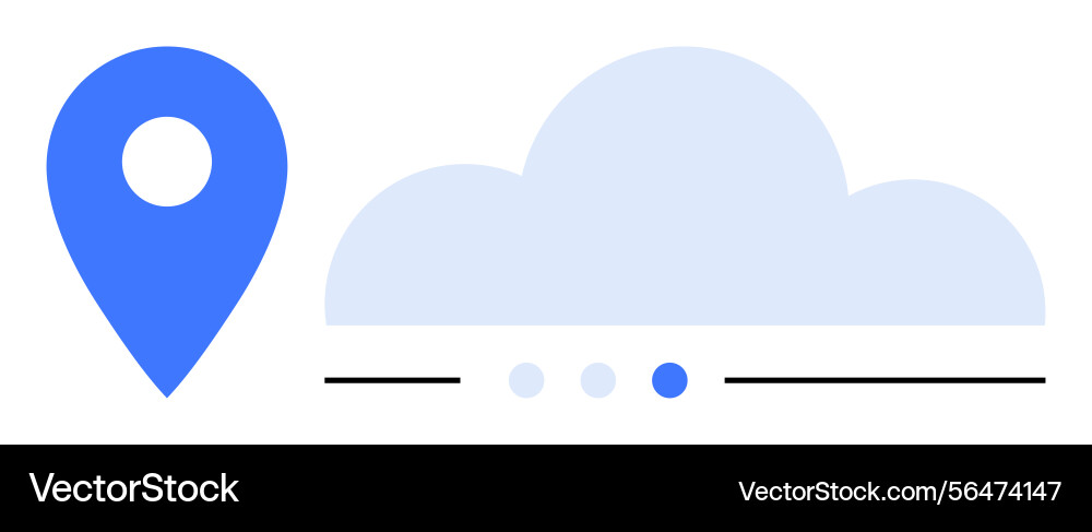 Blue location pin with cloud and navigation dots Blue location pin with cloud and navigation dots vector image