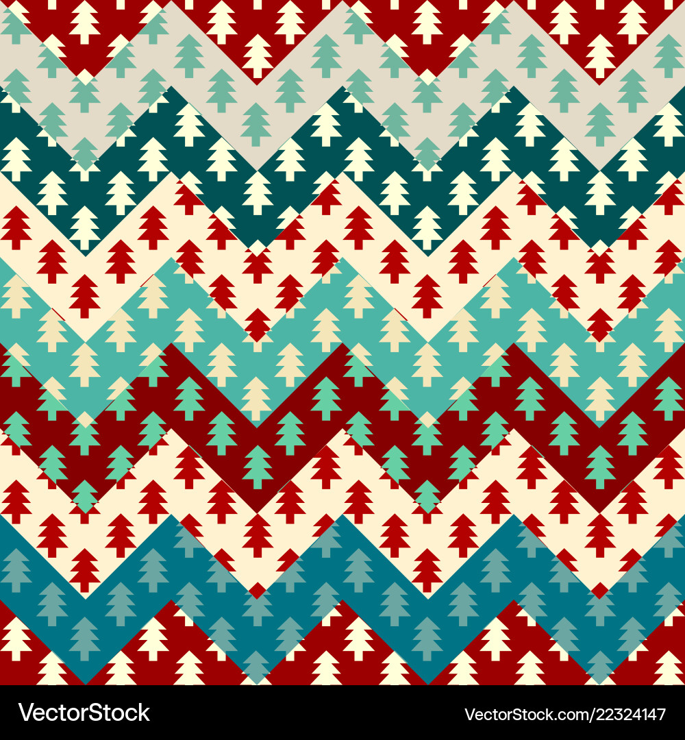 Christmas trees seamless pattern in a patchwork Christmas trees seamless pattern in a patchwork vector image