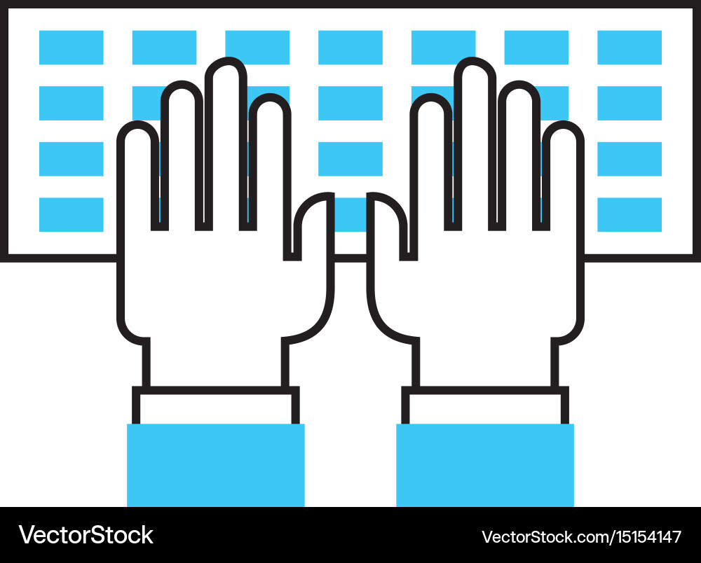 Computer keyboard with hands user vector image