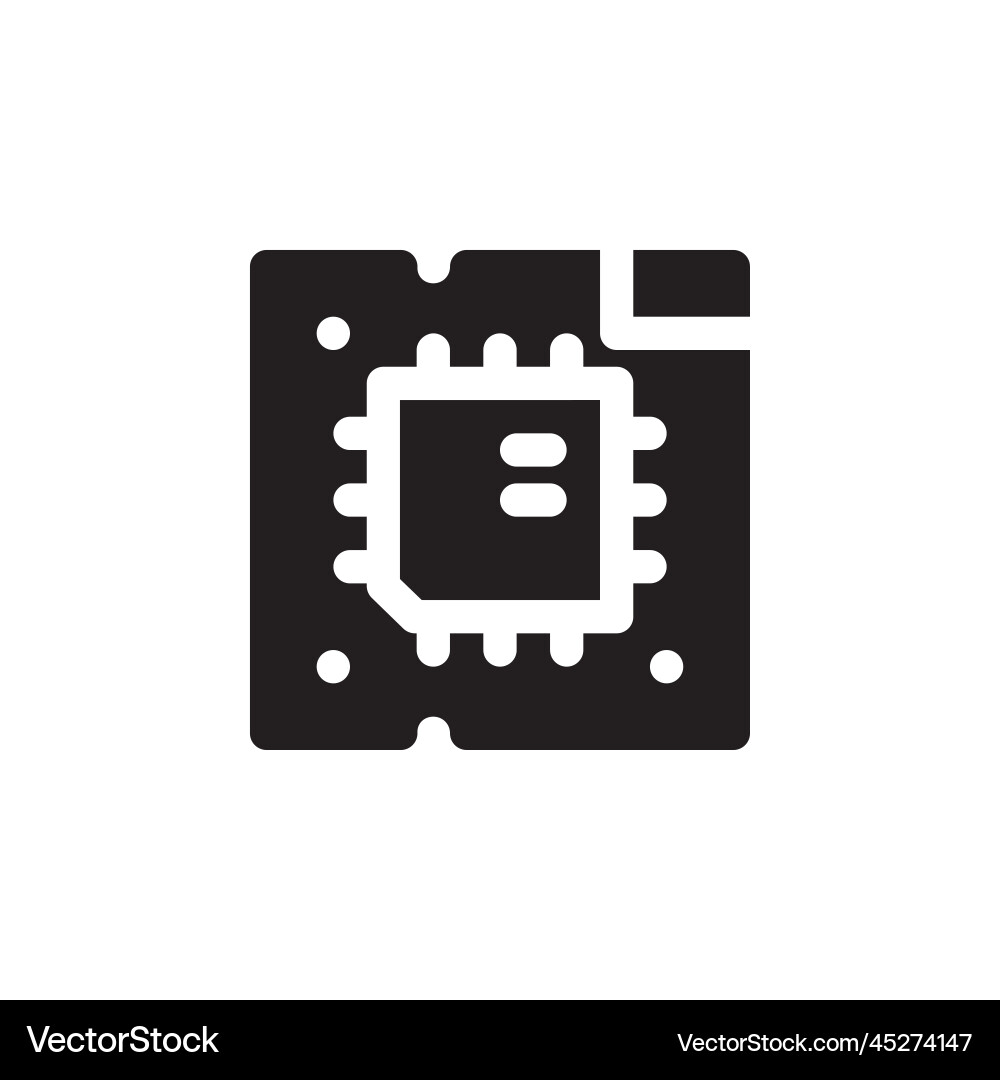 Cpu icon computer component solid style Cpu icon computer component solid style vector image