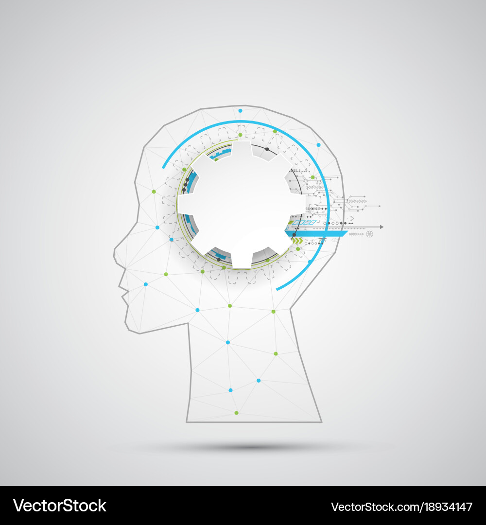 Creative brain concept background with triangular Vector Image
