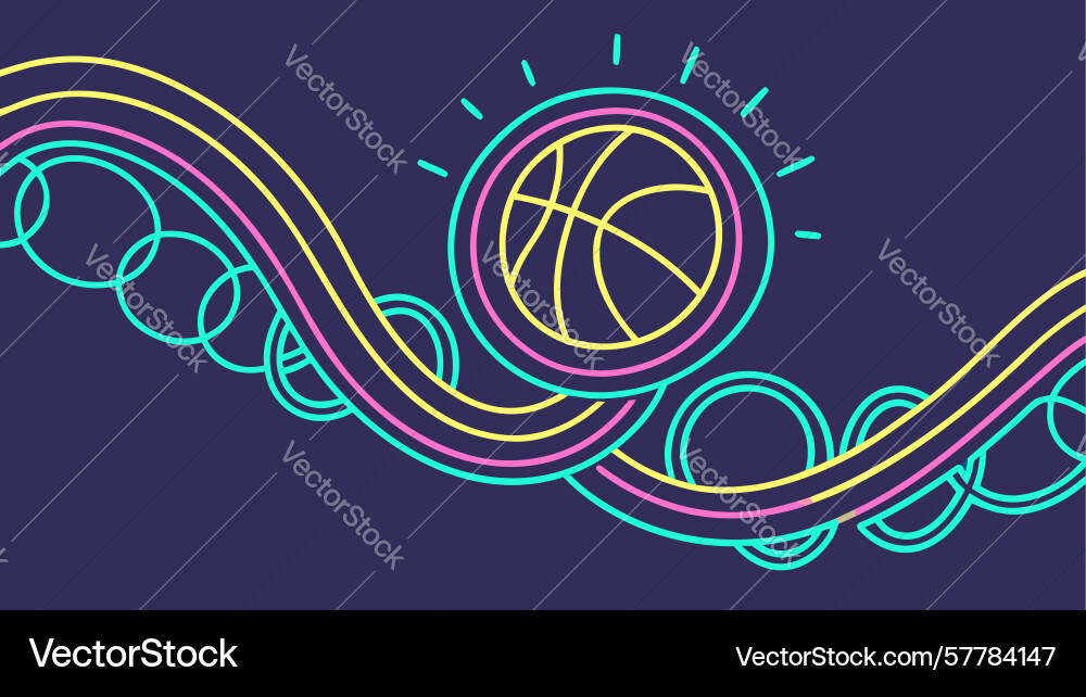 Dynamic wavy lines with basketball icon abstract Vector Image