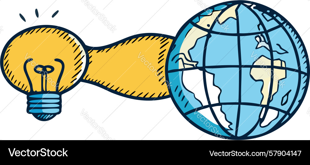 Global idea connection world and lightbulb Vector Image