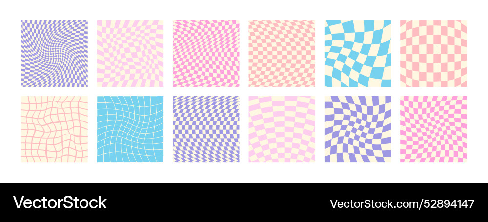 Groovy Checkered Patterns Vector Image